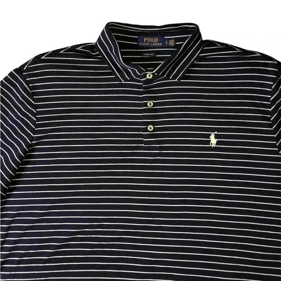 Polo Ralph Lauren blue / white striped classic fit polo shirt men L - Picture 2 of 5